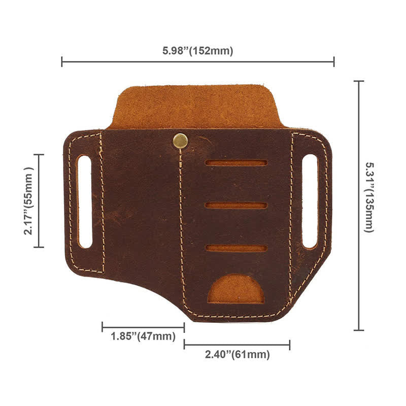 EDC Werkzeugaufbewahrung Holster Klappmesser Taschenlampe Leder Gürteltasche - image 4