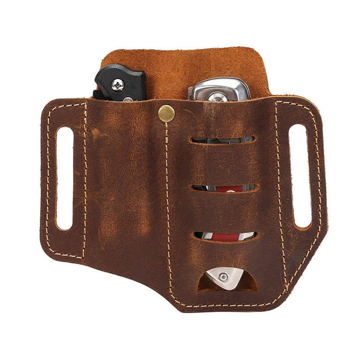 EDC Werkzeugaufbewahrung Holster Klappmesser Taschenlampe Leder Gürteltasche - image 2