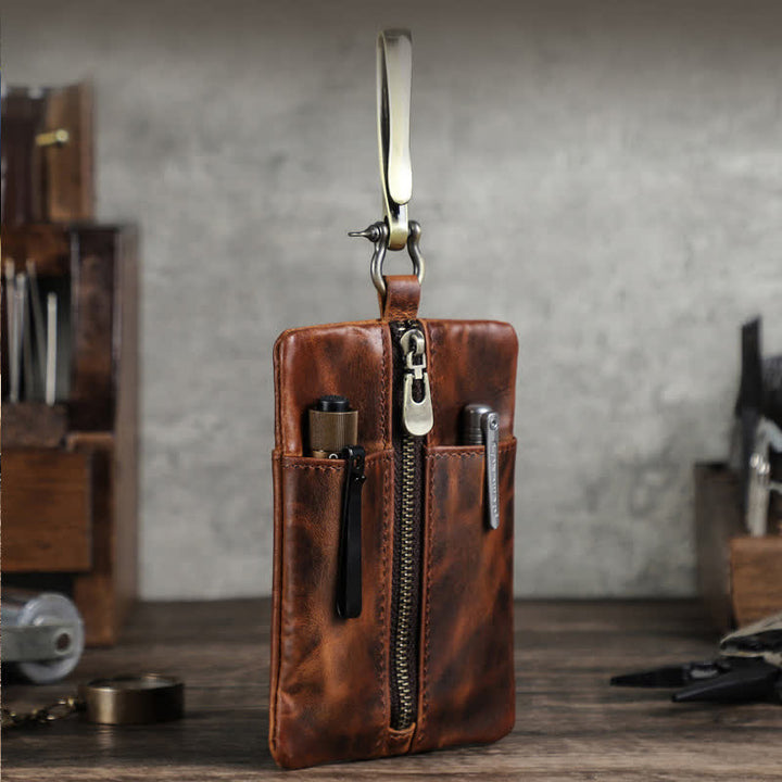 Gürteltasche aus Leder zur Aufbewahrung von Outdoor-Werkzeugen mit großer Hakenschnalle - Kaffee - image 1