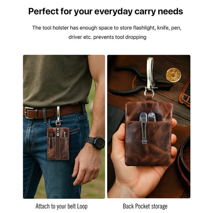 Gürteltasche aus Leder zur Aufbewahrung von Outdoor-Werkzeugen mit großer Hakenschnalle - image 4