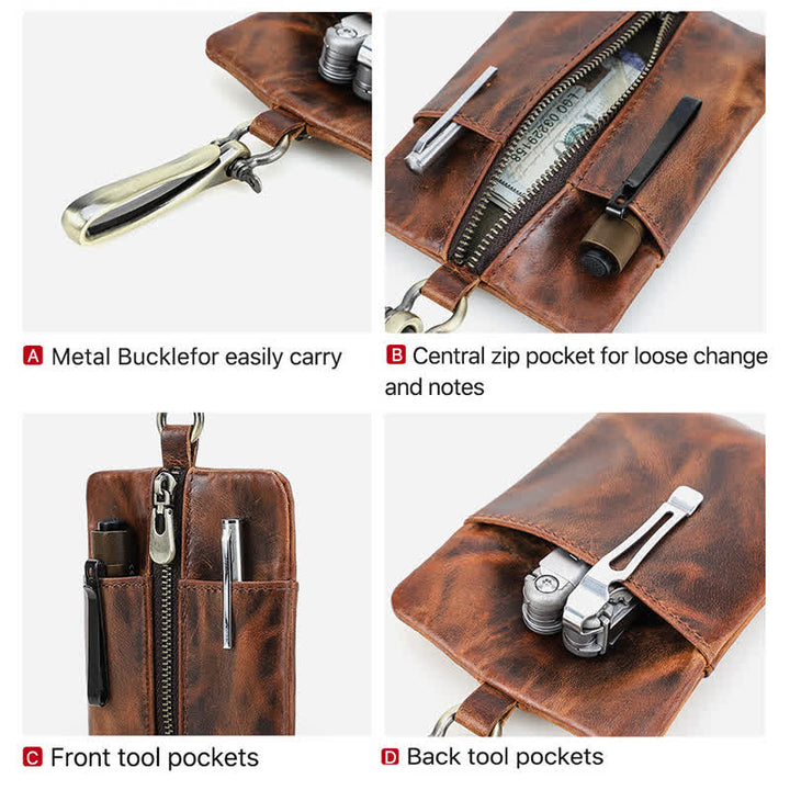Gürteltasche aus Leder zur Aufbewahrung von Outdoor-Werkzeugen mit großer Hakenschnalle - image 6