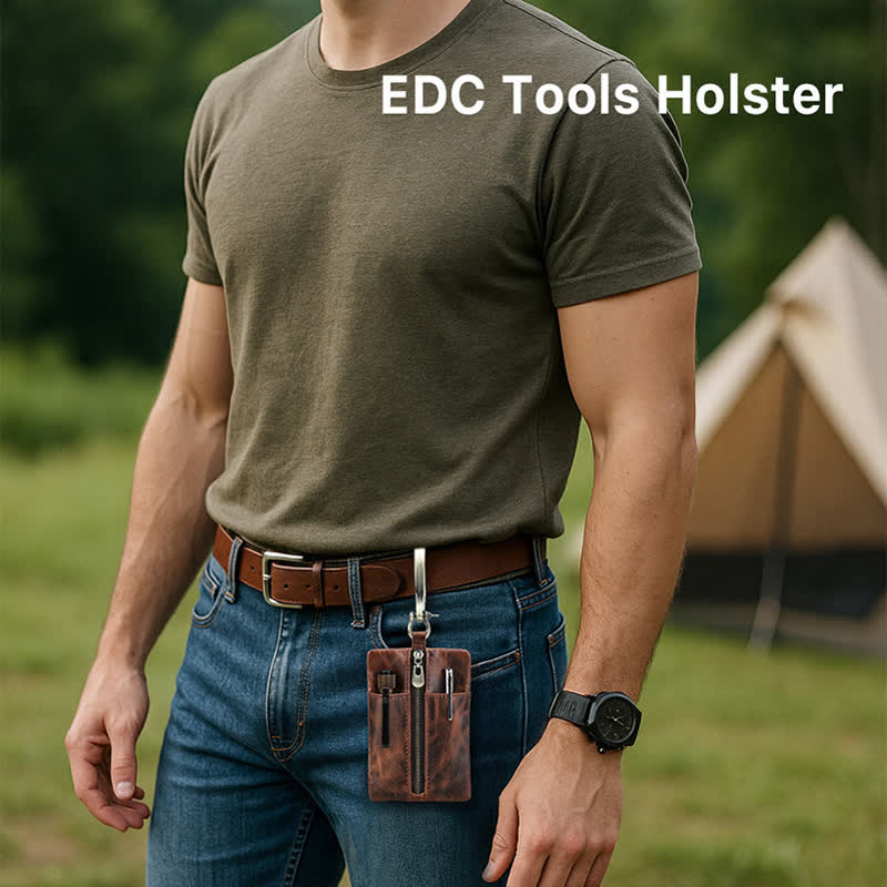 Gürteltasche aus Leder zur Aufbewahrung von Outdoor-Werkzeugen mit großer Hakenschnalle - image 2