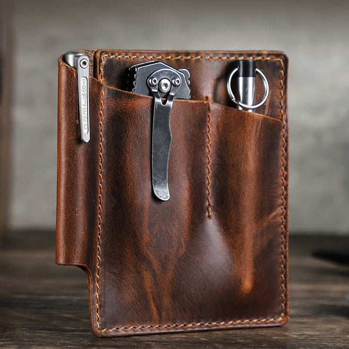 Retro Leder EDC Pocket Organizer Gürteltasche - Kaffee - image 1
