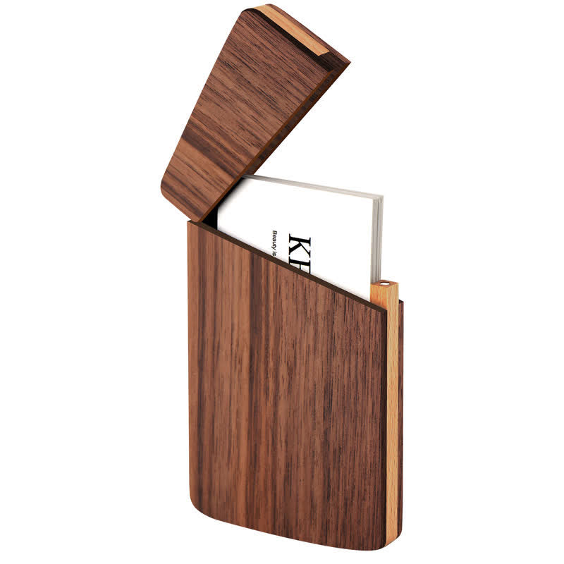 Visitenkartenetui aus Holz mit individueller Namensgravur - Schwarze Walnuss - image 2