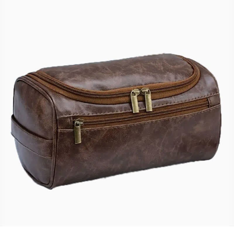 Individuelle Reise-Kulturtasche aus Leder mit Lasergravur und Monogramm - Kaffee - image 7