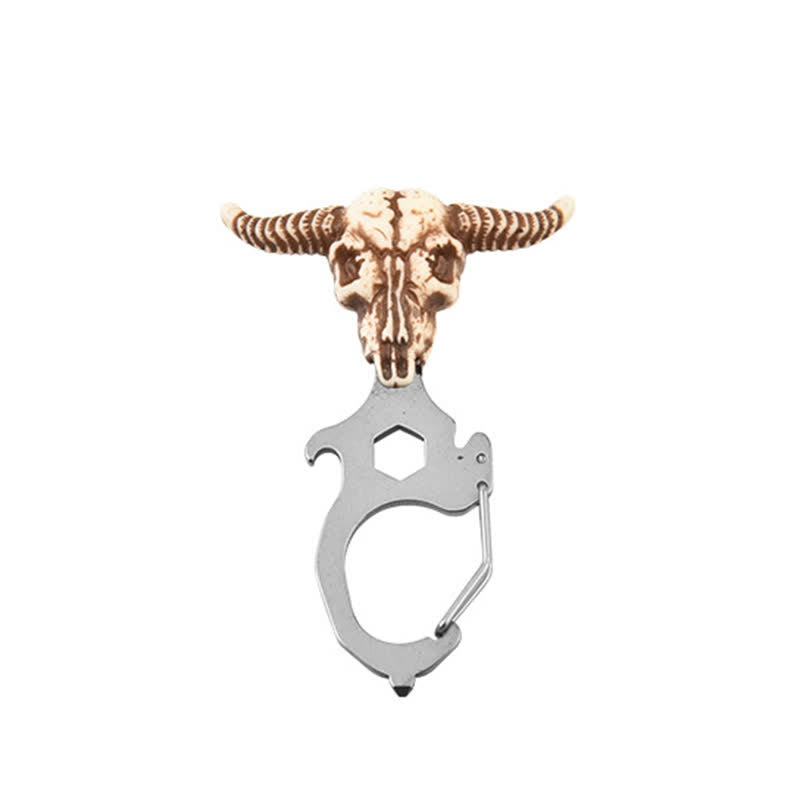 Praktischer Bull Indian Head Schlüsselanhänger mit Hammerbrecher - Stierkopf - Silber - image 2