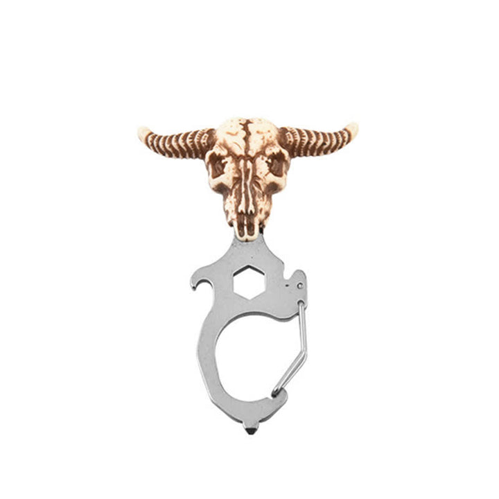 Praktischer Bull Indian Head Schlüsselanhänger mit Hammerbrecher - Stierkopf - Silber - image 3