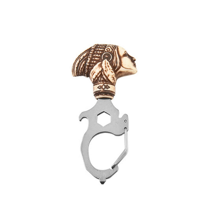 Praktischer Bull Indian Head Schlüsselanhänger mit Hammerbrecher - Indian Head - Silber - image 9