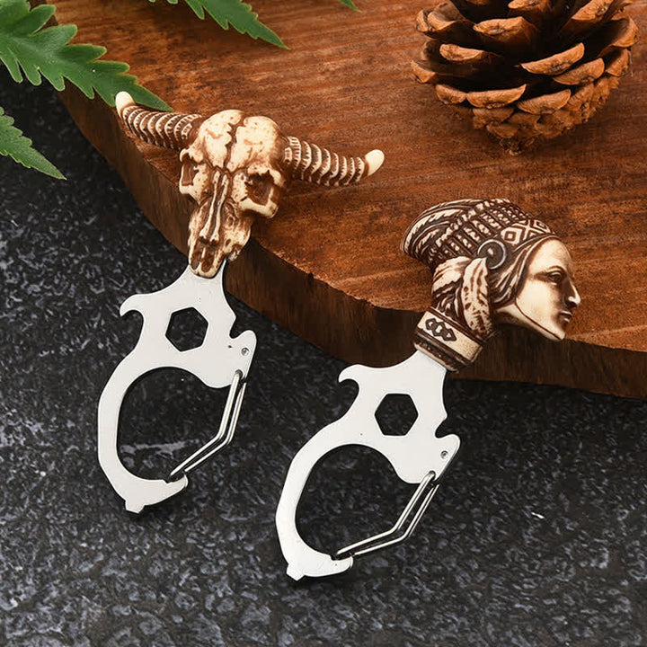 Praktischer Bull Indian Head Schlüsselanhänger mit Hammerbrecher - image 3