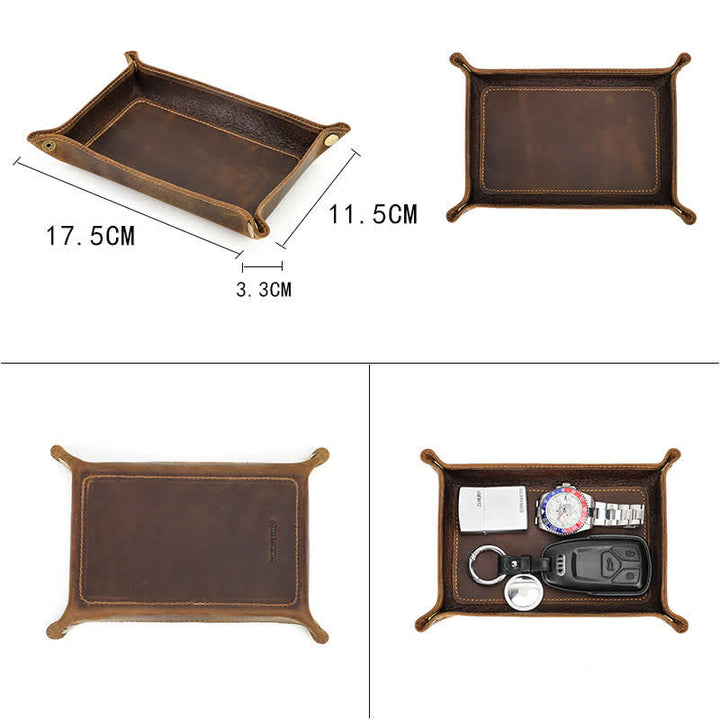 Kleines, rechteckiges, faltbares Valet-Tablett aus Leder mit individuellem Namen - image 4