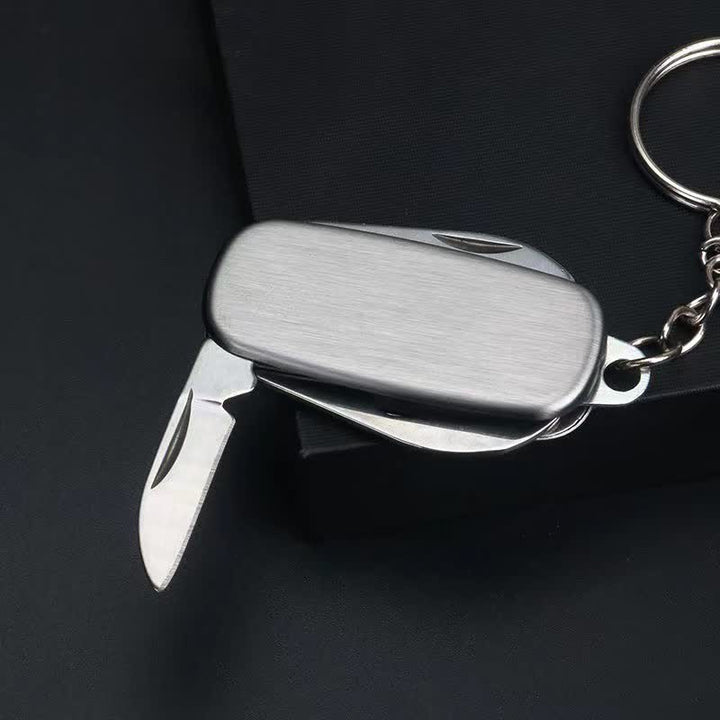 Silberner kompakter Klappmesser-Schlüsselanhänger mit Flaschenöffner - image 3