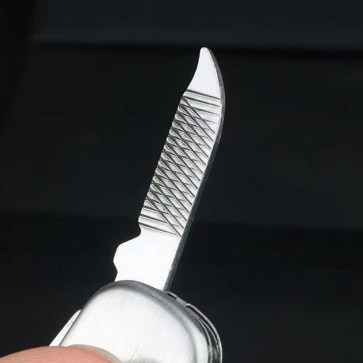 Silberner kompakter Klappmesser-Schlüsselanhänger mit Flaschenöffner - image 4