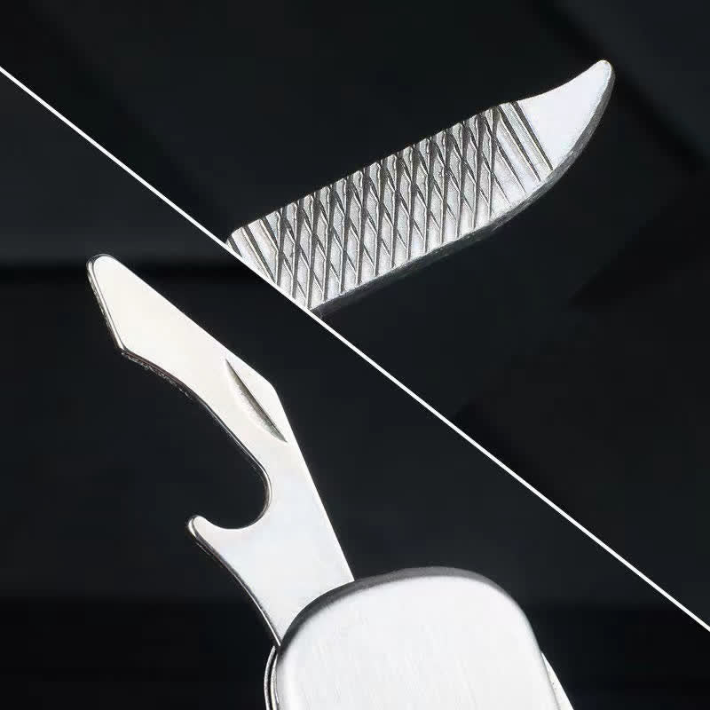 Silberner kompakter Klappmesser-Schlüsselanhänger mit Flaschenöffner - image 5