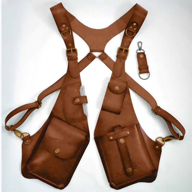 Vintage Anti-Diebstahl-Gurt-Geldbörse Unterarm-Schultertasche - Hellbraun - image 2