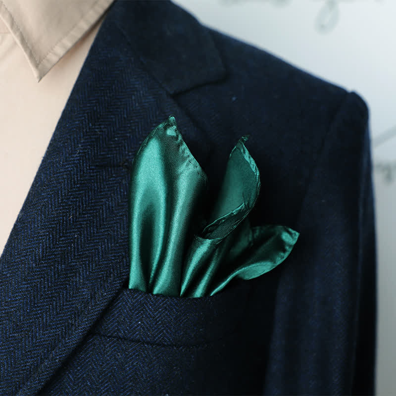 Schlichtes, einfarbiges Einstecktuch für Herren für Hochzeiten und Partys - Dunkelgrün - image 1
