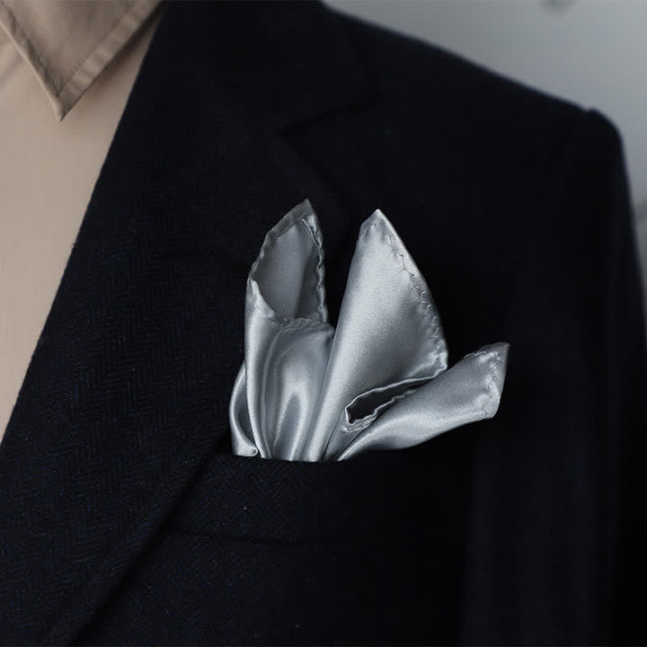 Schlichtes, einfarbiges Einstecktuch für Herren für Hochzeiten und Partys - Silbergrau - image 29