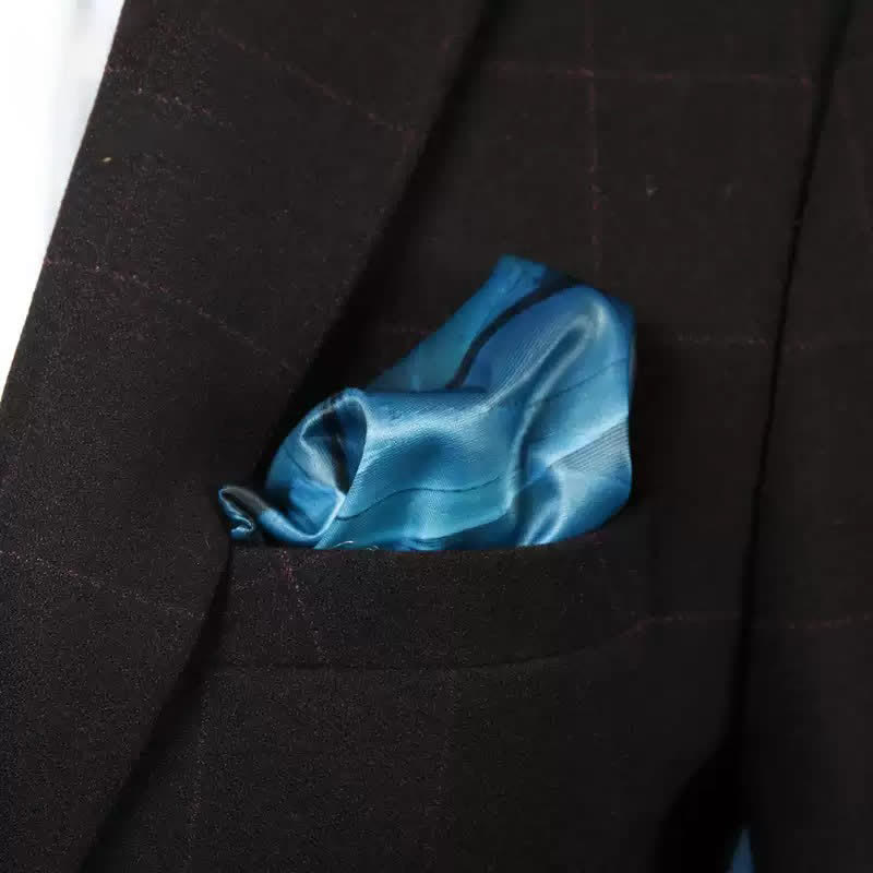 Luxuriöses blau-grünes Einstecktuch mit Federdruck für Herren - Blaugrün - image 1