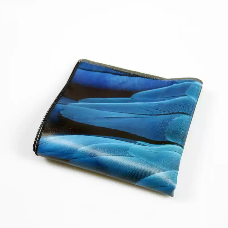 Luxuriöses blau-grünes Einstecktuch mit Federdruck für Herren - image 4
