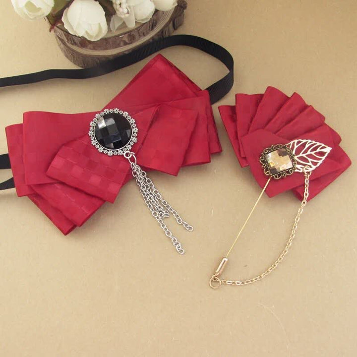 2-teiliges Set mit Fliege und Karomuster - Rot - image 3