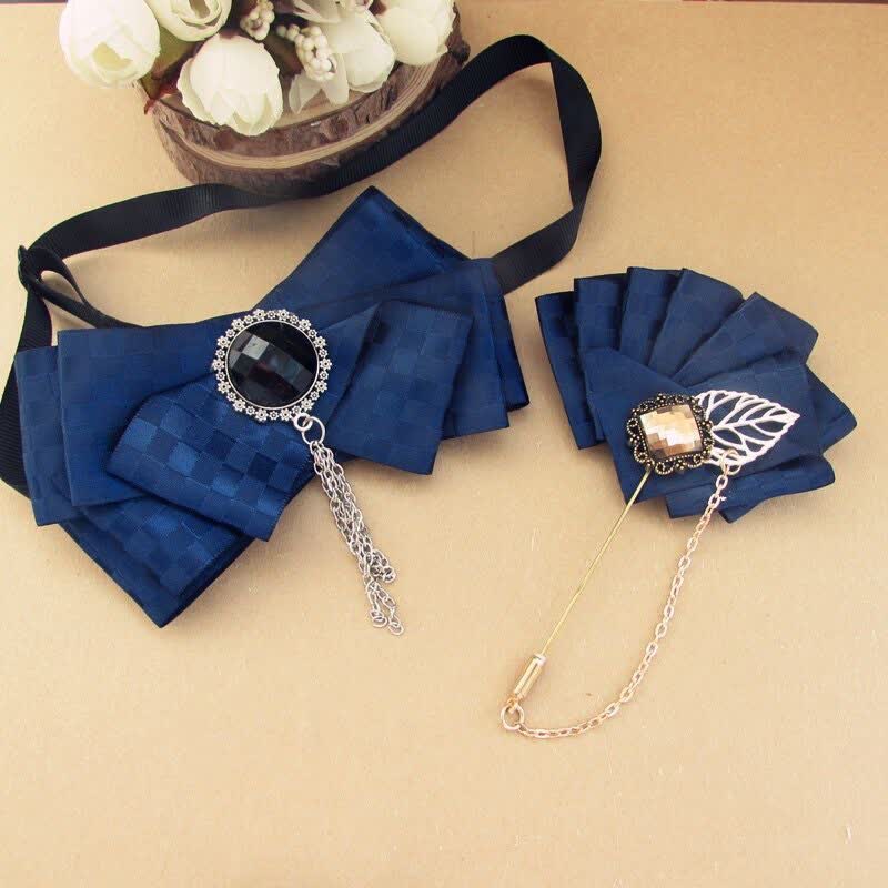 2-teiliges Set mit Fliege und Karomuster - Marine - image 5