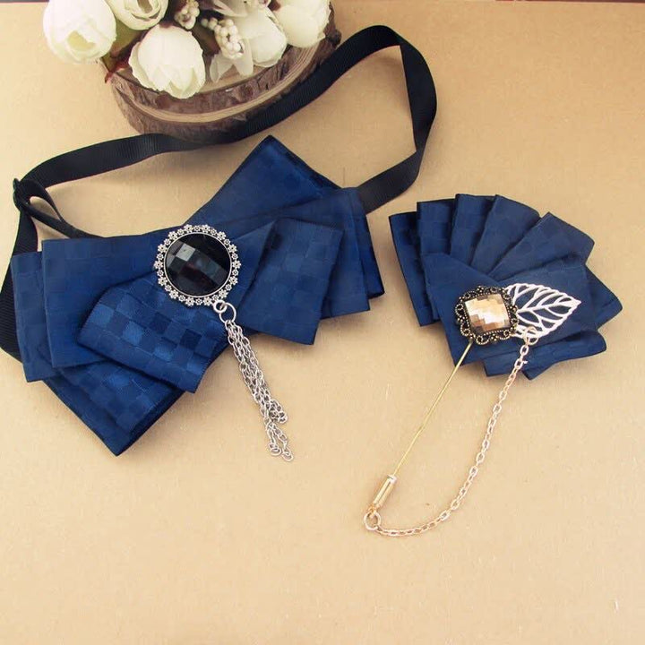 2-teiliges Set mit Fliege und Karomuster - Marine - image 5