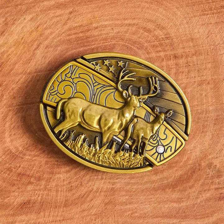 Herren DIY Bronze Dual Deers Verstecktes Klappmesser Ledergürtel - image 4