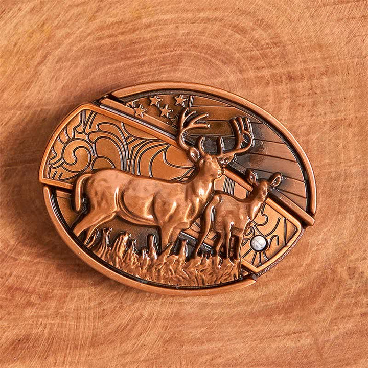 Herren DIY Rot Bronze Dual Deers Verstecktes Klappmesser Ledergürtel - image 3