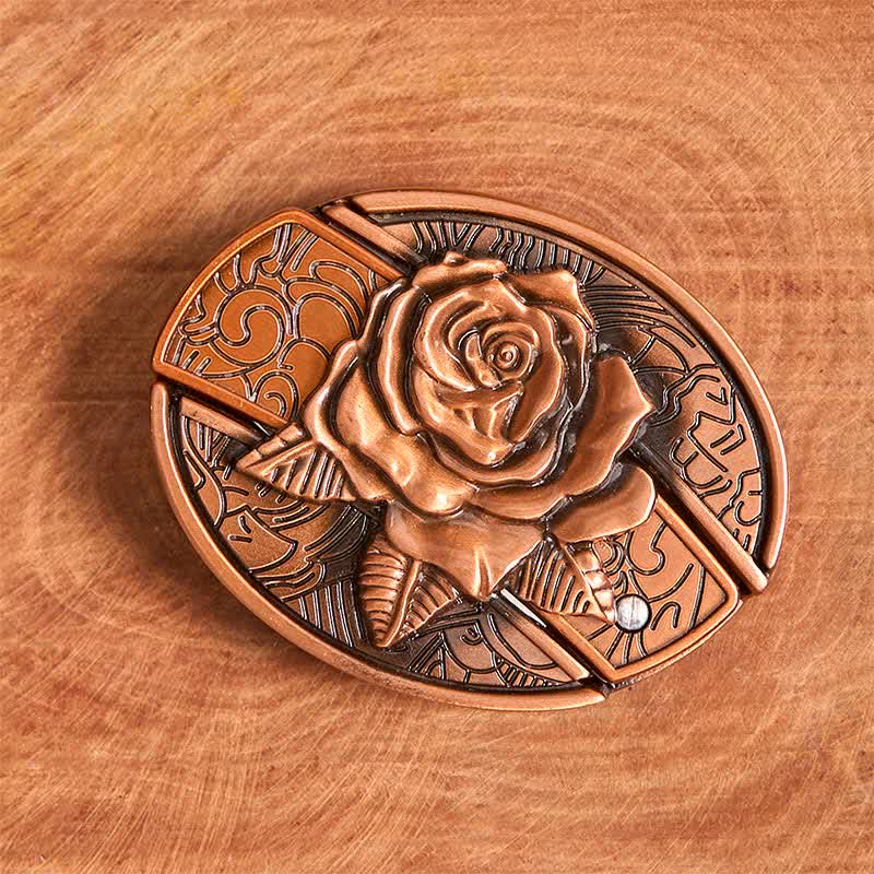 Herren DIY Rot Bronze Rose Verstecktes Klappmesser Ledergürtel - image 3