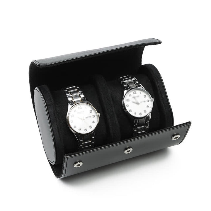 Reise-Uhrenetui aus Leder mit personalisierten Initialen - 2-Position - Schwarz - image 10