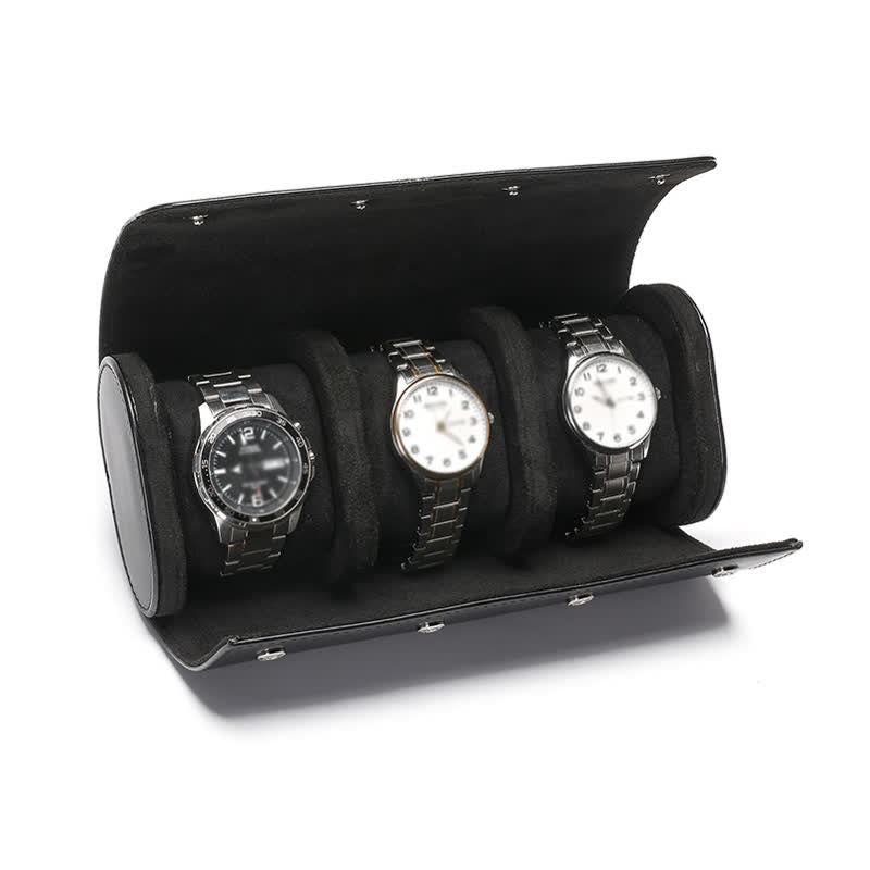 Reise-Uhrenetui aus Leder mit personalisierten Initialen - 3-Position - Schwarz - image 11