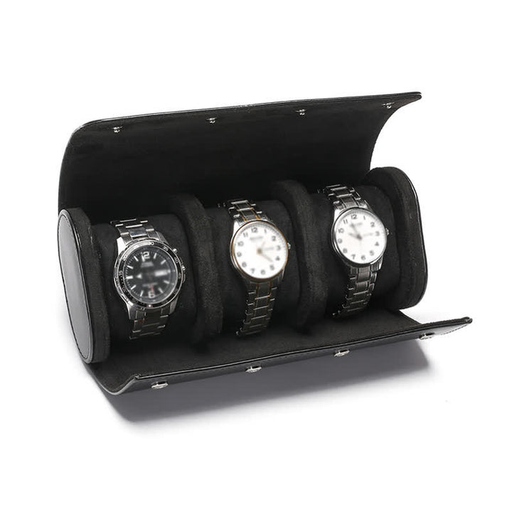 Reise-Uhrenetui aus Leder mit personalisierten Initialen - 3-Position - Schwarz - image 11