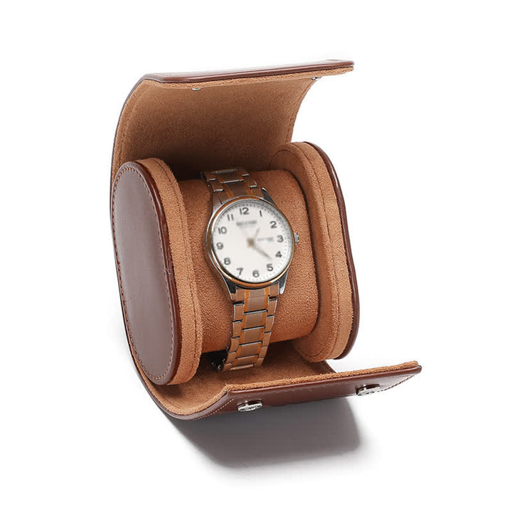 Reise-Uhrenetui aus Leder mit personalisierten Initialen - 1-Position - Braun - image 3