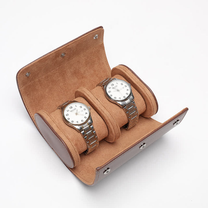 Reise-Uhrenetui aus Leder mit personalisierten Initialen - 2-Position - Braun - image 7