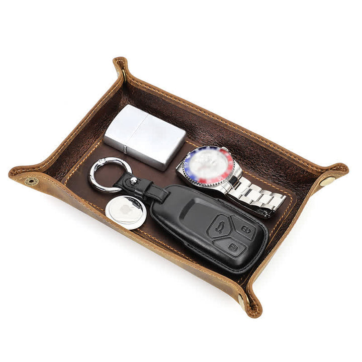 Kleines, rechteckiges, faltbares Valet-Tablett aus Leder mit individuellem Namen - image 10
