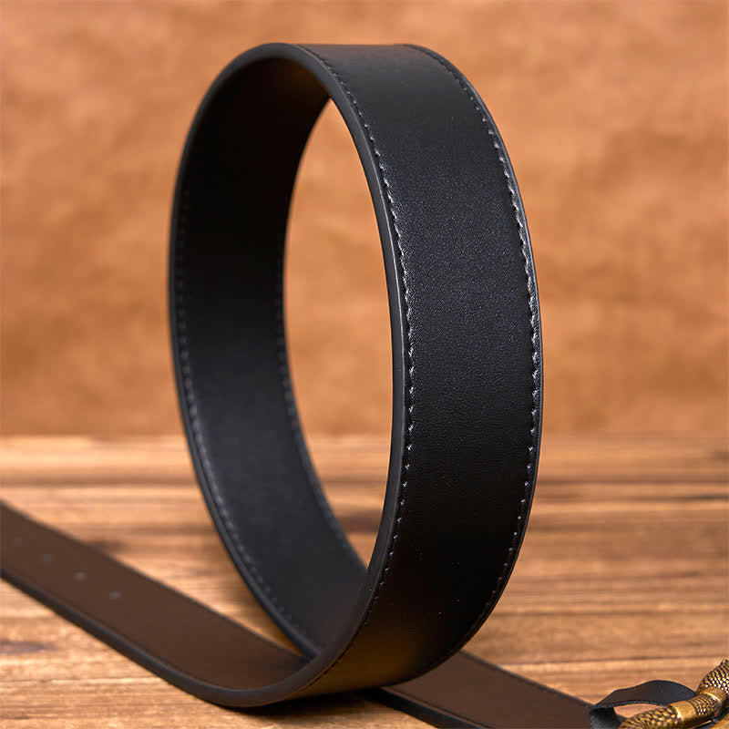Herren Punk Bronze Serpent Schnalle Streetwear Ledergürtel - image 6