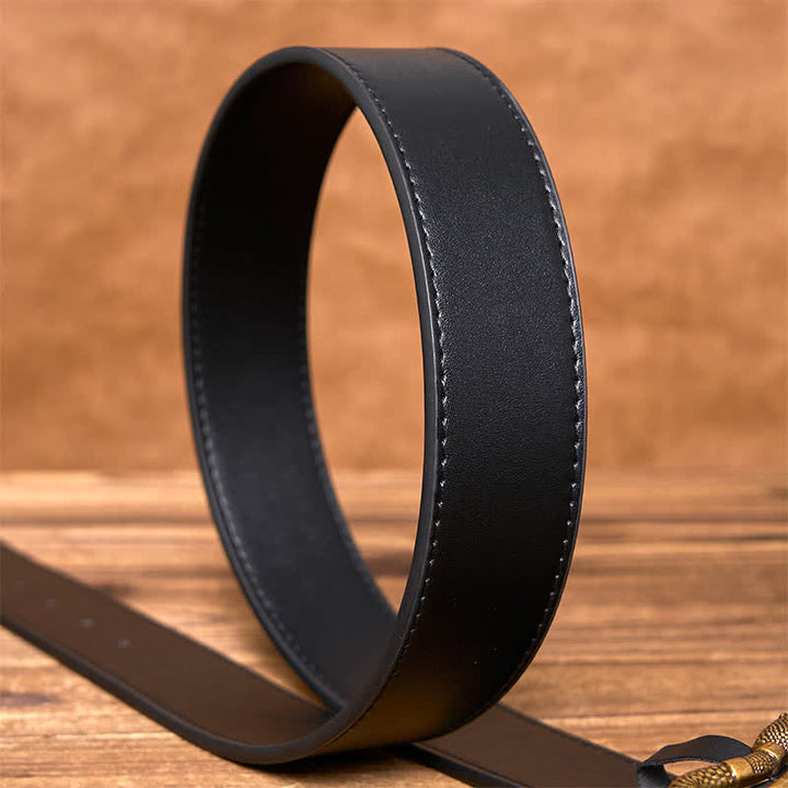Herren Punk Bronze Serpent Schnalle Streetwear Ledergürtel - image 6