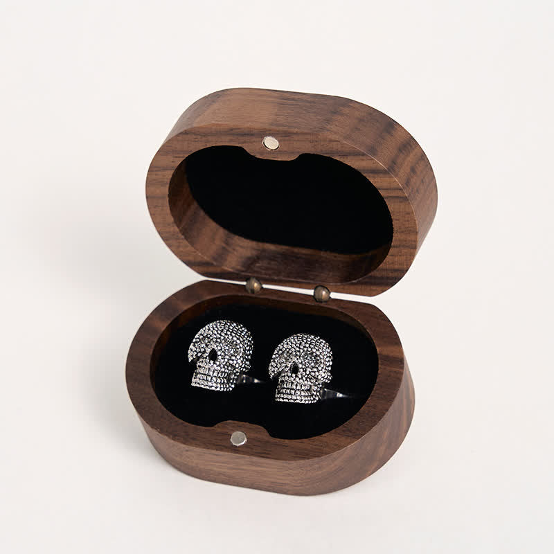 1 Paar silberfarbene Manschettenknöpfe mit Punk-Totenkopf für Herren - image 4