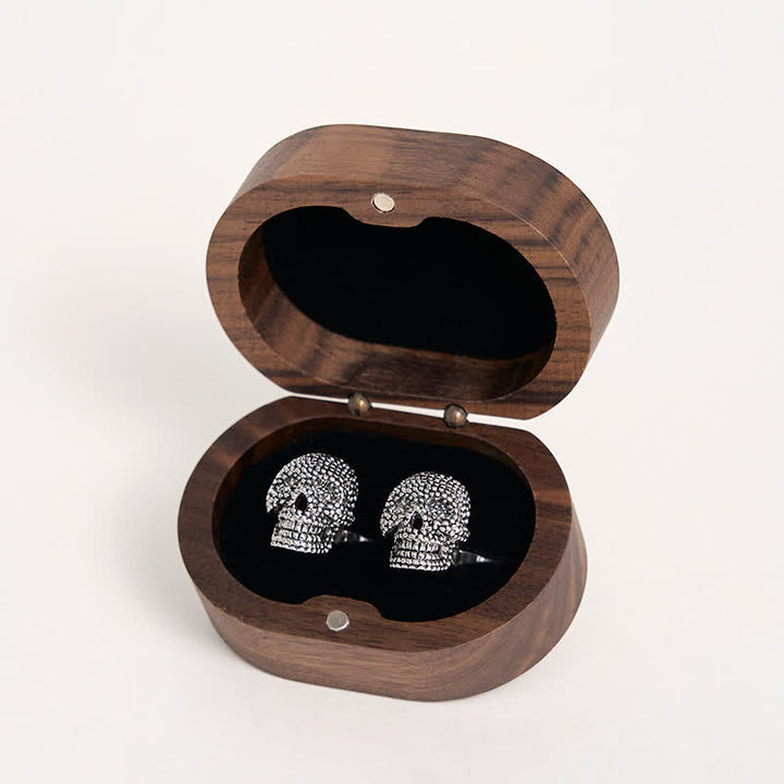 1 Paar silberfarbene Manschettenknöpfe mit Punk-Totenkopf für Herren - image 4