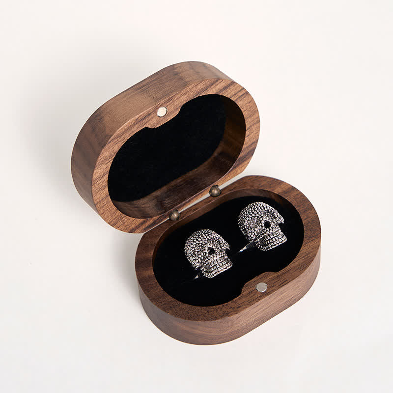 1 Paar silberfarbene Manschettenknöpfe mit Punk-Totenkopf für Herren - image 5