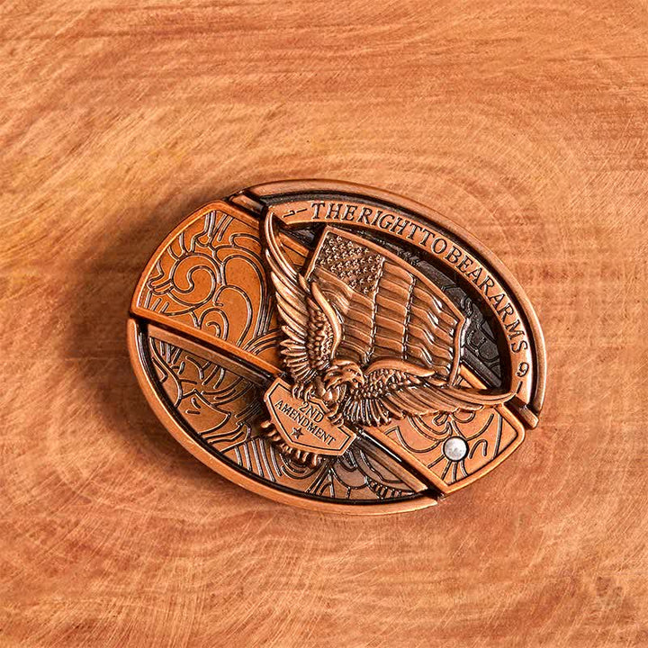 Herren DIY Rot Bronze Adler USA Flagge Verstecktes Klappmesser Ledergürtel - image 3