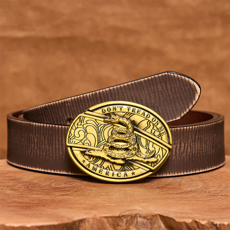 Herren DIY Bronze Schlange verstecktes Klappmesser Ledergürtel - Schlange - Brauner Distressed-Gürtel - 42 - image 9
