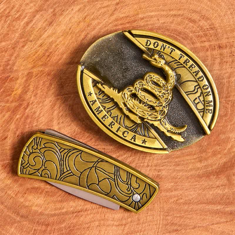 Herren DIY Bronze Schlange verstecktes Klappmesser Ledergürtel - image 4