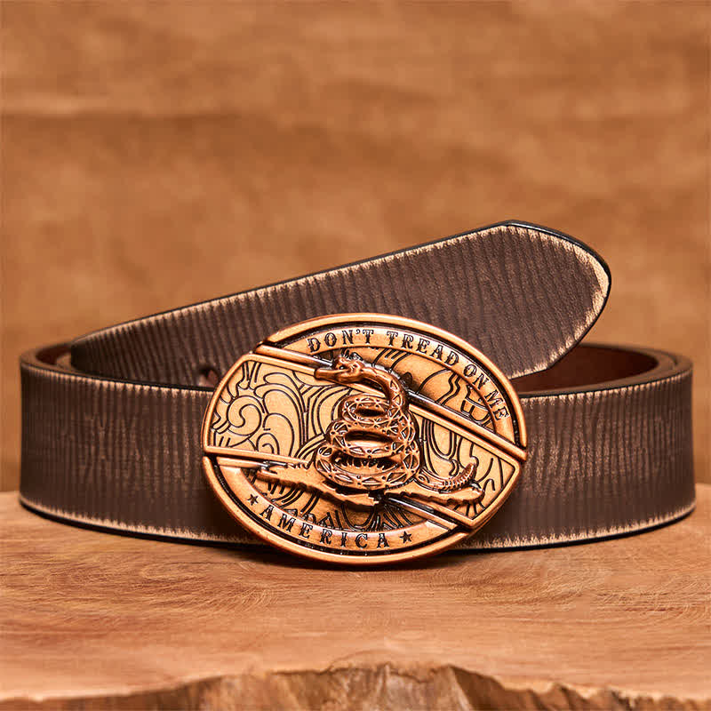 Herren DIY Rot Bronze Schlange Verstecktes Klappmesser Ledergürtel - Schlange - Brauner Distressed-Gürtel - 42 - image 9