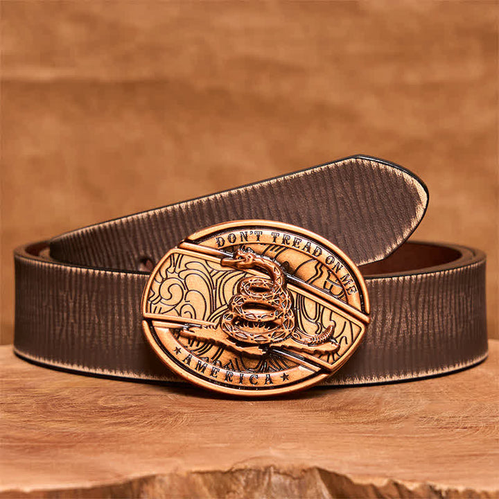Herren DIY Rot Bronze Schlange Verstecktes Klappmesser Ledergürtel - Schlange - Brauner Distressed-Gürtel - 42 - image 9