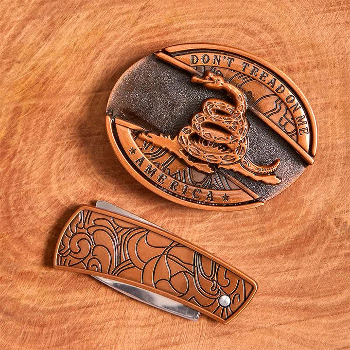 Herren DIY Rot Bronze Schlange Verstecktes Klappmesser Ledergürtel - image 4