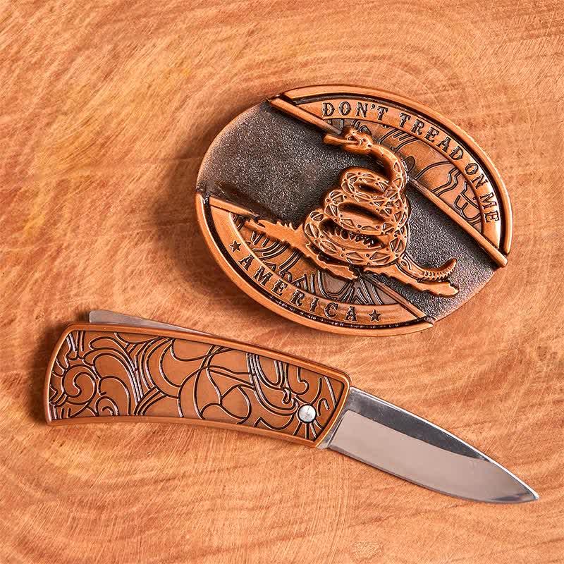 Herren DIY Rot Bronze Schlange Verstecktes Klappmesser Ledergürtel - image 2