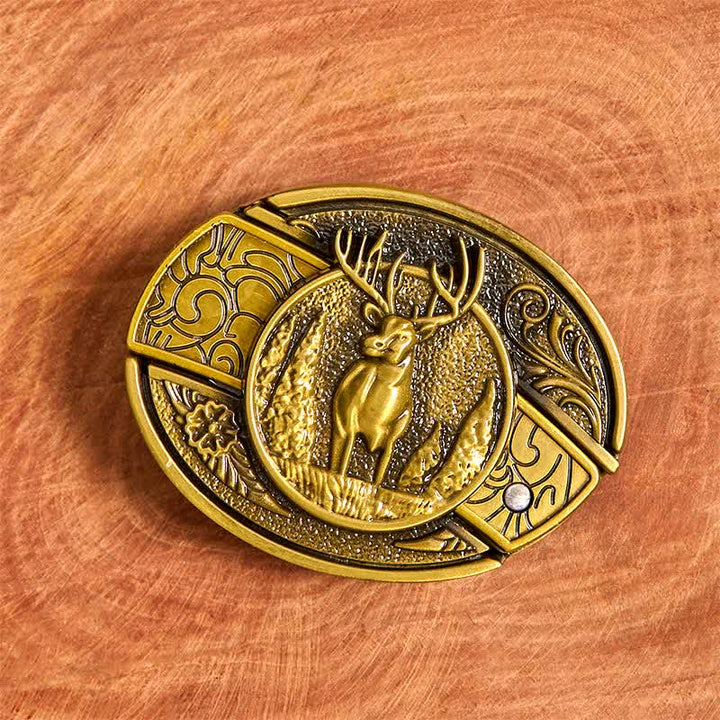 Herren DIY Bronze Forest Deer verstecktes Klappmesser Ledergürtel - image 3