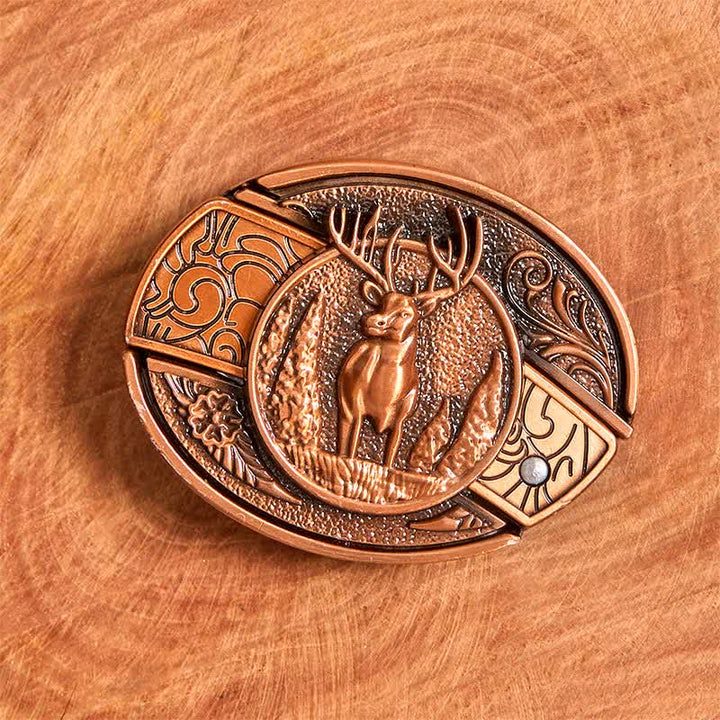 Herren DIY Rot Bronze Wald Hirsch Verstecktes Klappmesser Ledergürtel - image 3