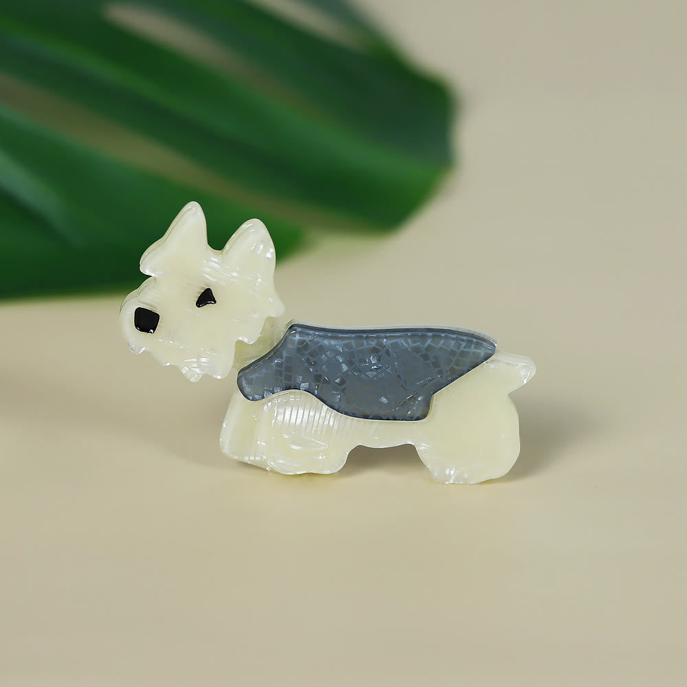 Niedliche Schnauzer-Brosche, handgefertigt, modisch, Hund, Acryl - blau&weiß - image 1