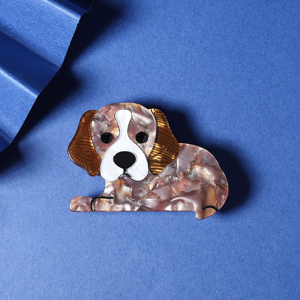 Handgemachte süße kleine Hunde-Acrylbrosche - Braun - image 1